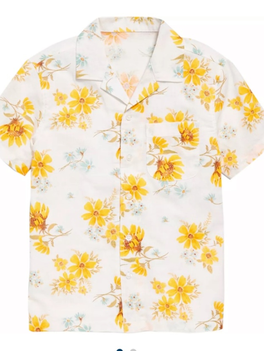 Old Navy Boys White Shirt with Yellow Floral Print